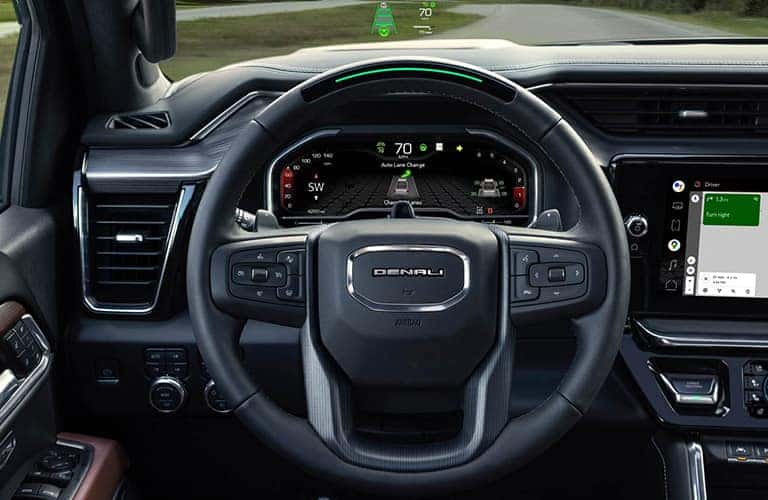 2023 GMC Sierra steering wheel and instrument panel