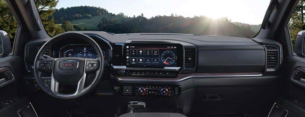 2023 GMC Sierra dashboard and windshield