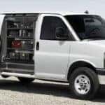 2023 GMC Savana Cargo Van side view with door open