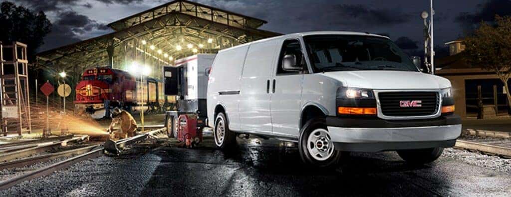 2023 GMC work van on a work site