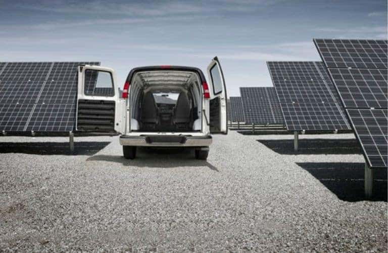 2024 GMC Savana van rear view with doors open
