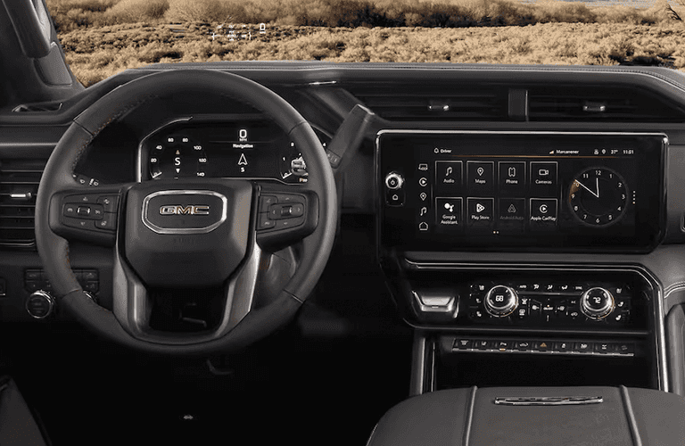 2024 GMC Sierra HD steering wheel and dashboard