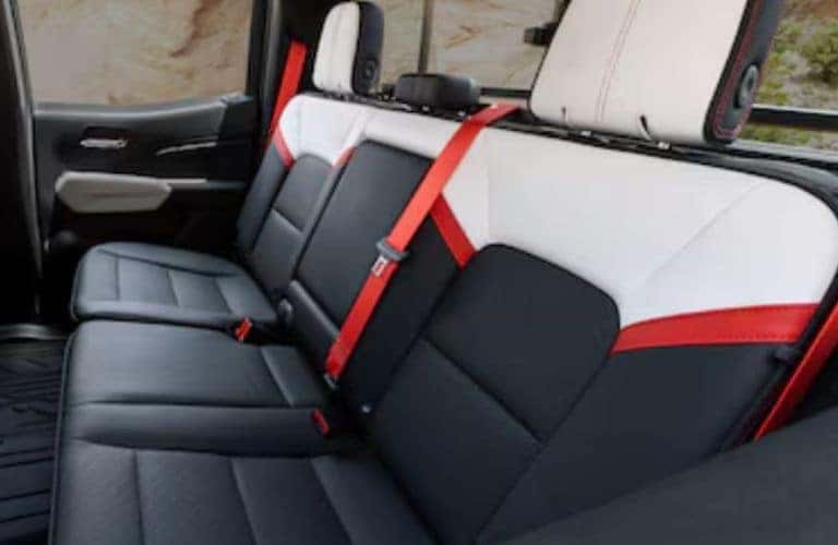 2024 GMC Canyon AT4X white, black, and red seating