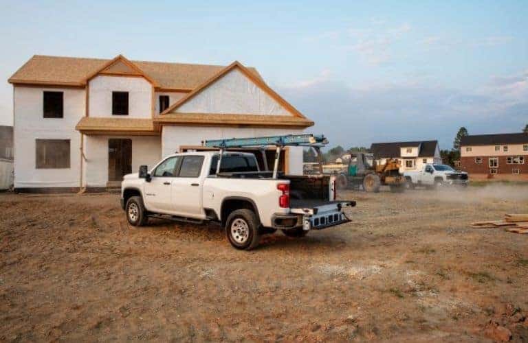 a work truck with a ladder rack installed