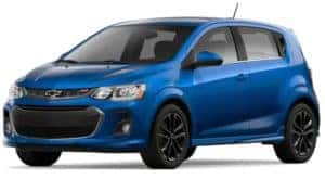 Blue 2019 Chevy Sonic on white