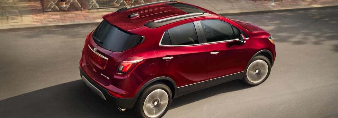 overhead view of red buick encore