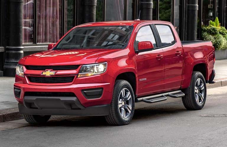 front-side profile of red 2019 Chevy Colorado