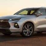 silver 2019 Chevy Blazer parked by water