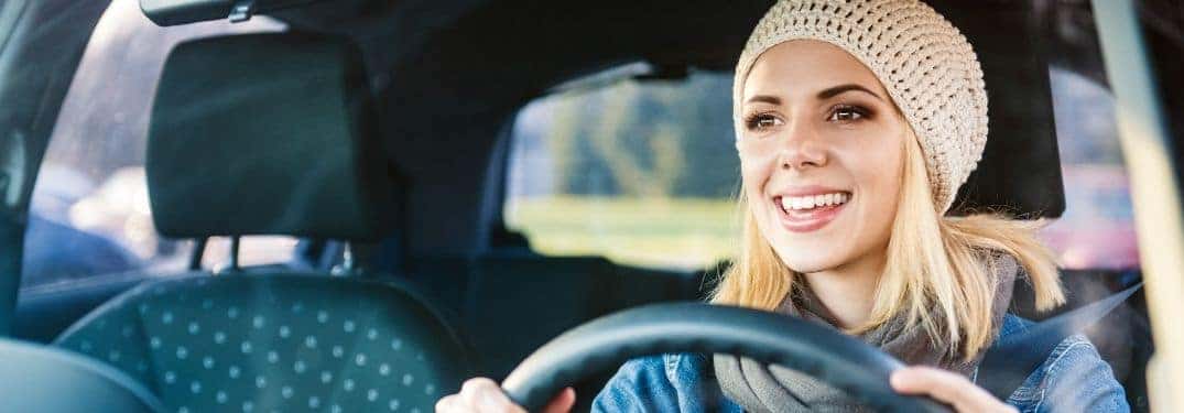 young teen driver behind the wheel