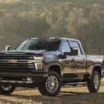 The 2020 Chevy Silverado in a field