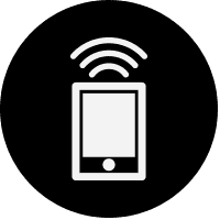 A black dot with an icon of a smartphone