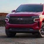 2021 Chevrolet Tahoe parked in front of desert mountains