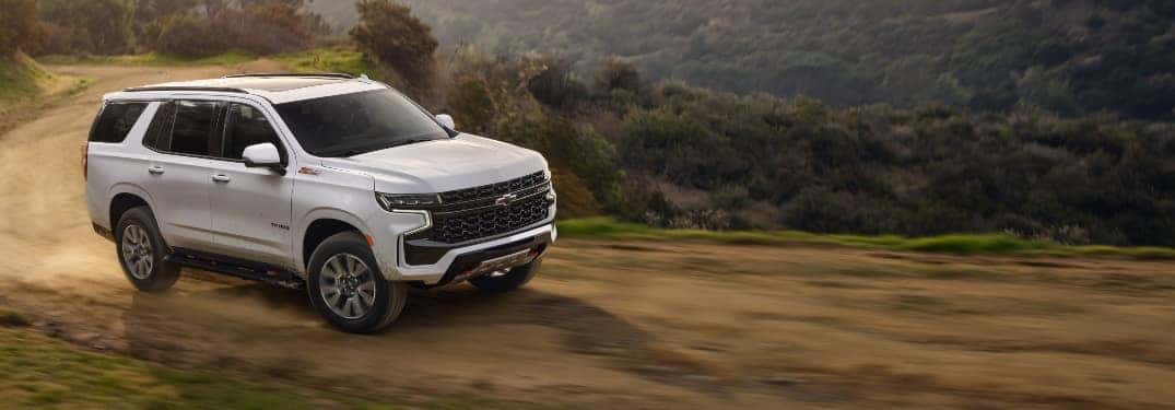 2021 Chevrolet Tahoe going down a dirt road
