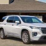 What Color Options Are in the 2023 Chevy Traverse? This is the Traverse in Summit White.