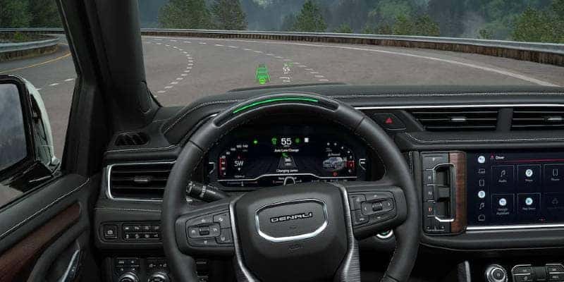 The heads up display in the 2023 GMC Yukon, which is one of its many advanced safety features.