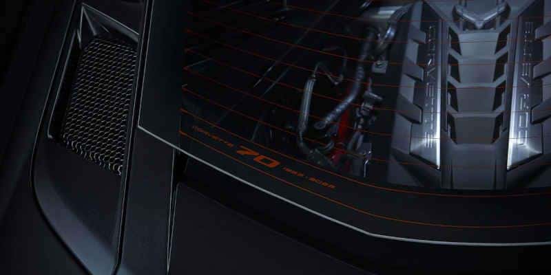 The centrally mounted motor in the 2023 Chevy Corvette Stingray.
