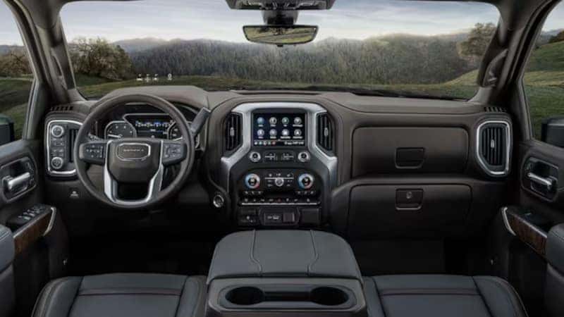 The cockpit in the 2023 GMC Sierra 1500 HD near Kennesaw GA.