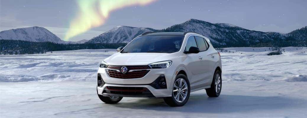 A Buick Encore GX in the snow.