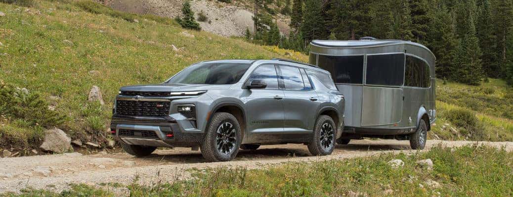 The 2024 Chevy Traverse towing a trailer.