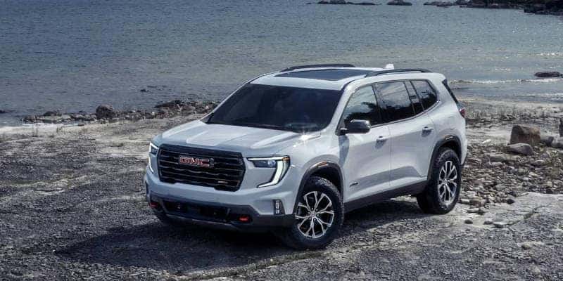 A front quarter view of the GMC Acadia.