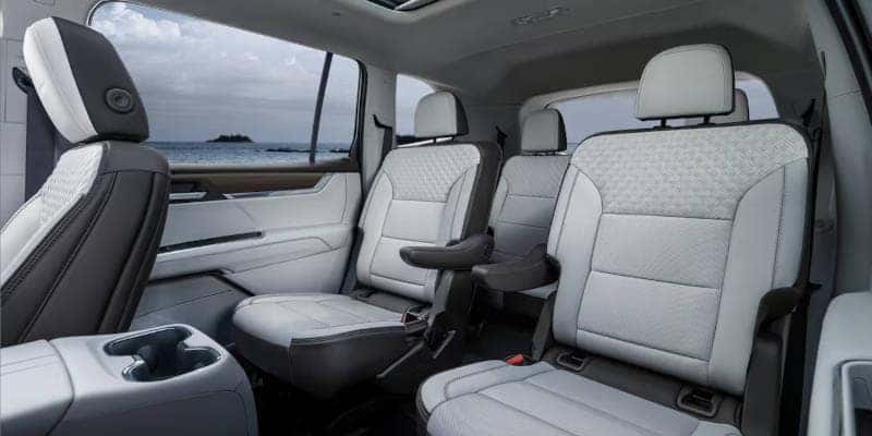 The three rows of seating in the GMC Acadia.