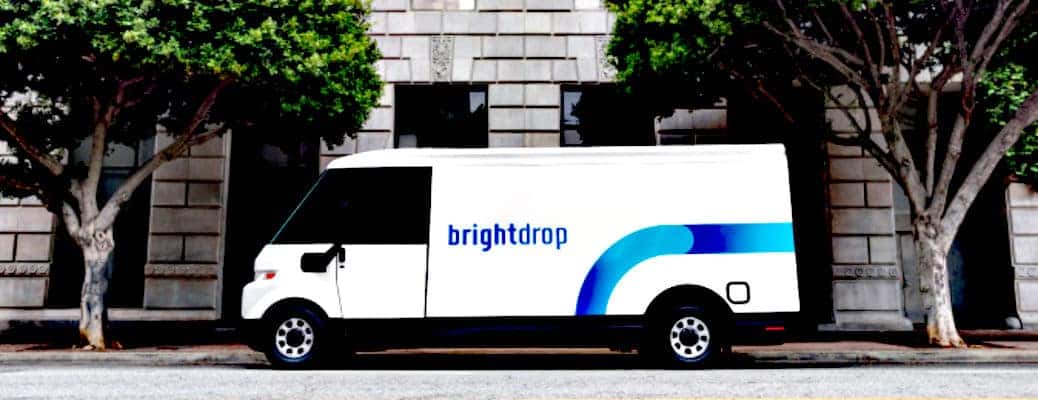 A side view of the BrightDrop EV deilvery van for sale near Kennesaw, GA.