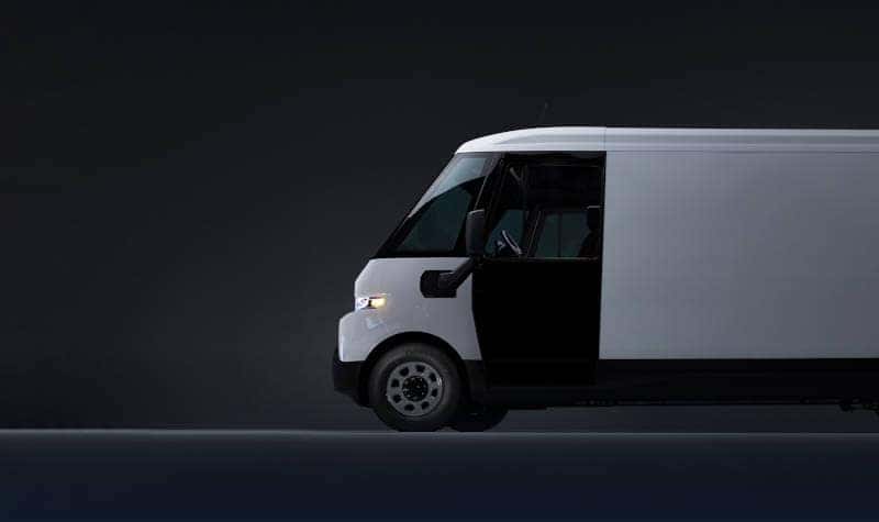A side view of the BrightDrop EV delivery van.