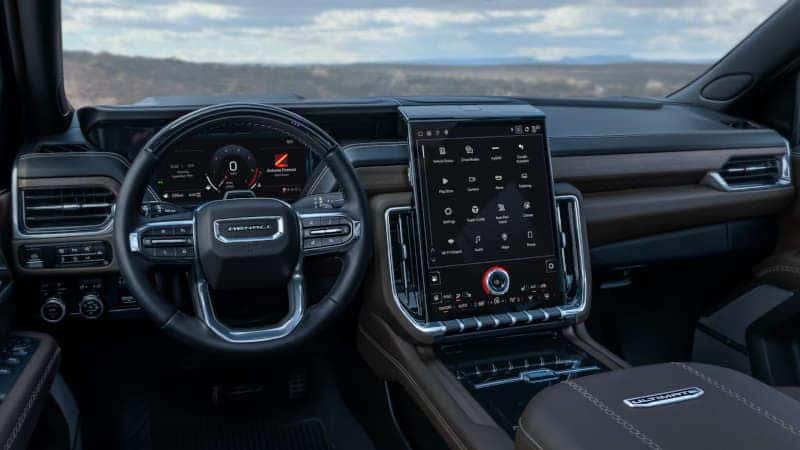 The massive infotainment center available in the 2025 GMC Yukon.