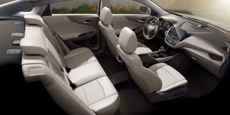 The cabin and seating in the Chevy Malibu near Atlanta.