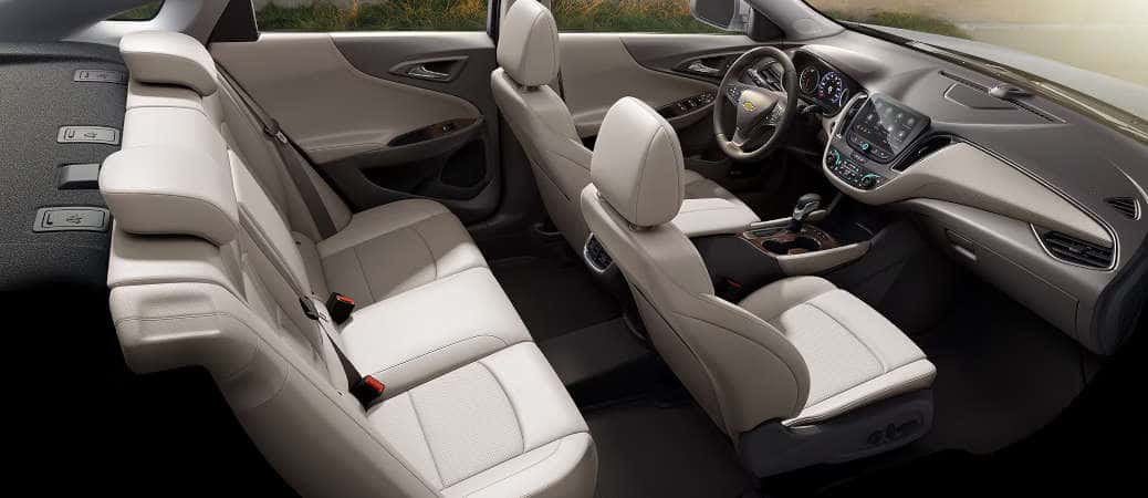 The seating and spacious interior of the 2025 Chevy Malibu.