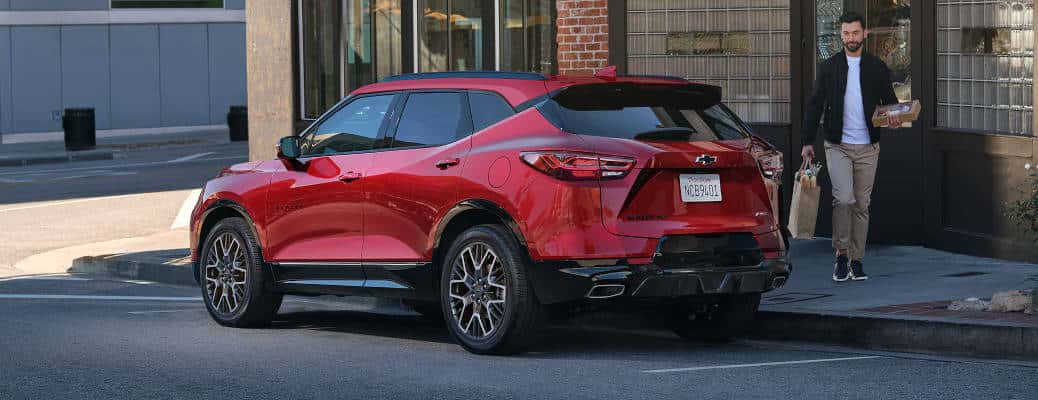 A rear quarter exterior view of the 2025 Chevy Blazer for sale near Kennesaw, GA.