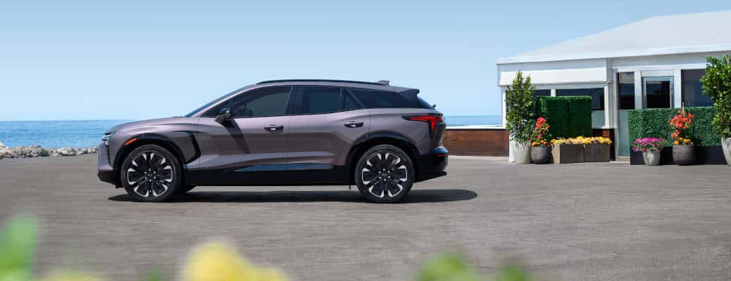 A side external view of the 2025 Chevy Blazer EV near Atlanta.