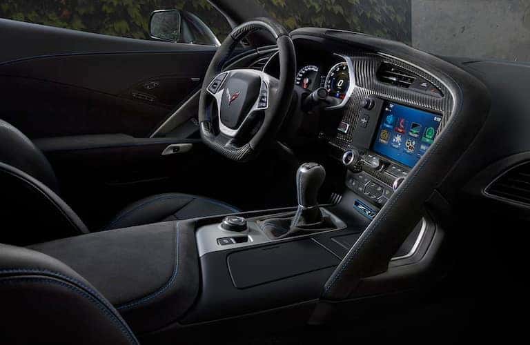 steering wheel and driver cockpit in 2019 Chevy Corvette