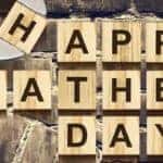 "Happy Fathers Day" written in Scrabble letters with wrench holding "H" tile
