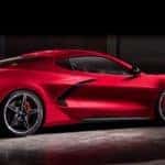 Side view of red 2020 Chevrolet Corvette Stingray