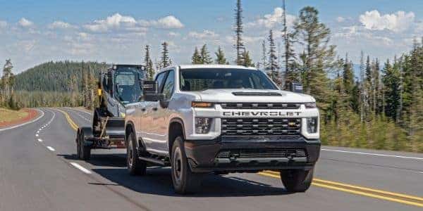 White 2020 Chevrolet Silverado 2500HD towing