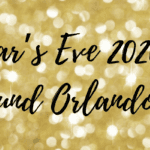 Gold and glittery background with "New Year’s Eve 2020 Events Around Orlando FL" black overlay text