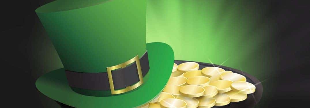  A leprechaun hat and pot of gold reside in a green vortex.