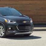 2020 Chevy Trax parked in front of a brown wall.
