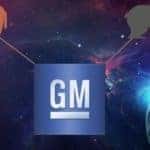 A bear and a bull keep the GM logo afloat through the cosmos