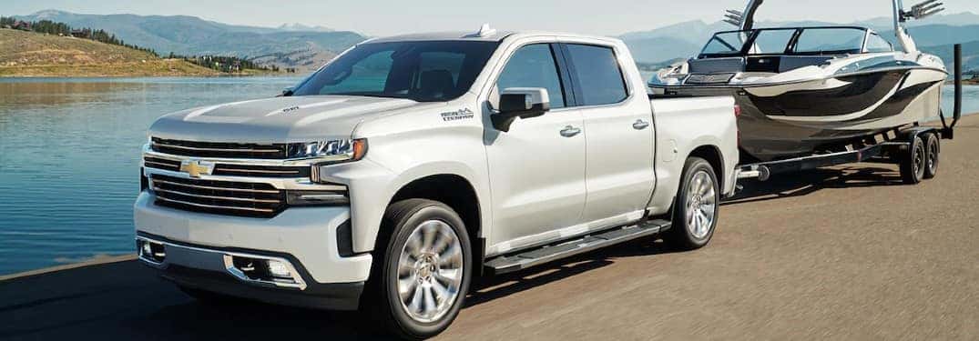 2022 Chevy Silverado 1500 LTD towing a boat