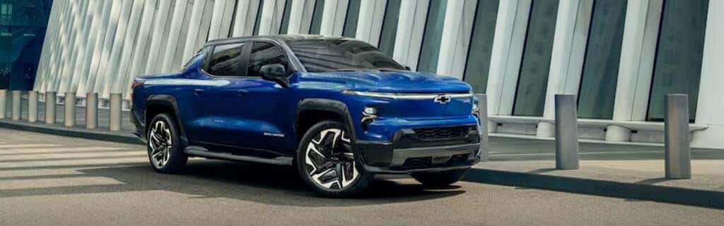 2023 Chevrolet Silverado EV truck with blue pain