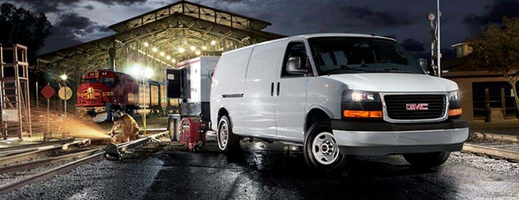 2023 GMC commercial van at a work site