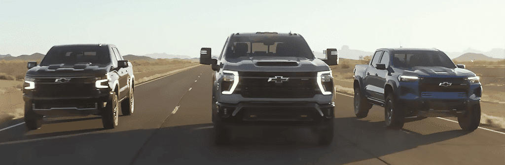2024 Chevrolet ZR2 models in a row on a road