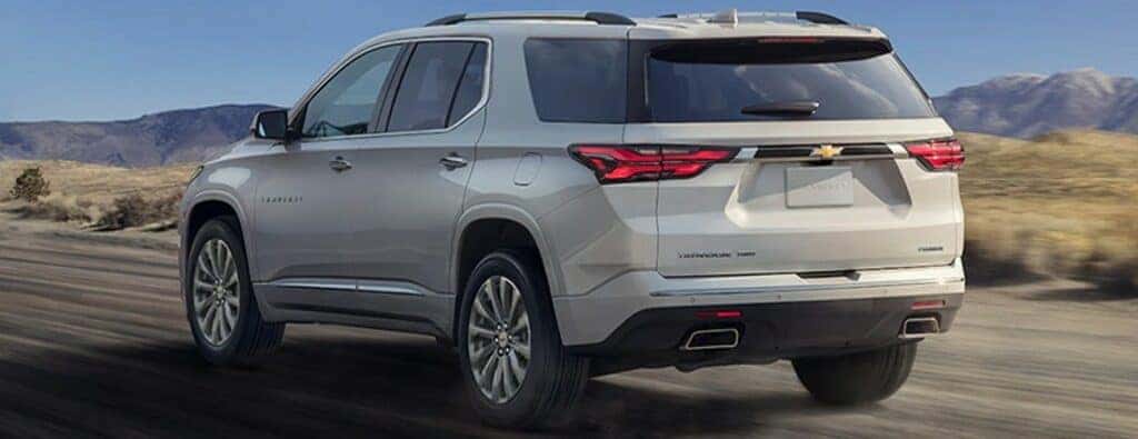 2023 Chevrolet Traverse rear view on a road