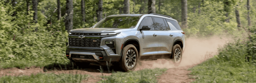 2024 Chevrolet Traverse SUV on a dirt trail