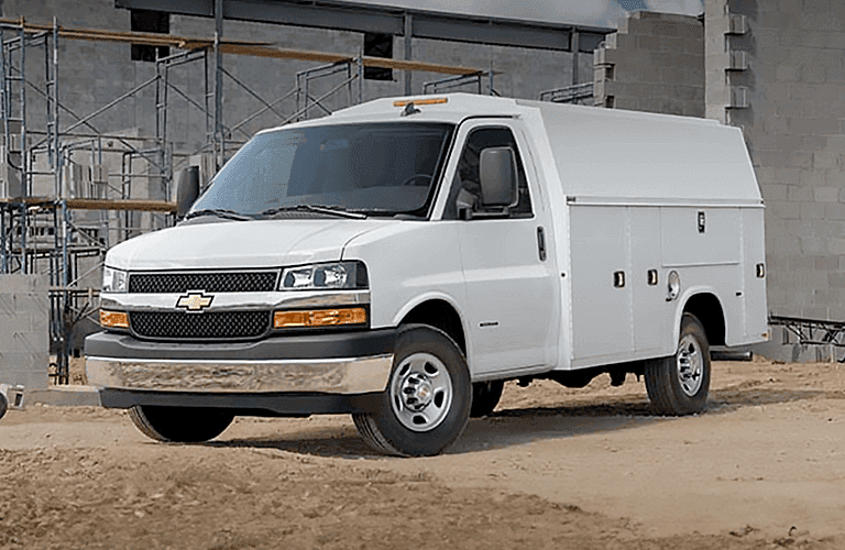 2023 GM commercial vehicle at a work site