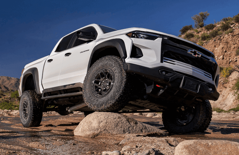 2024 Chevrolet Colorado ZR Bison front and side view with white paint