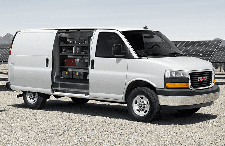 2024 GMC Savana Cargo Van with side door open