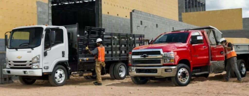 GM Fleet Program vehicles parked at a work site